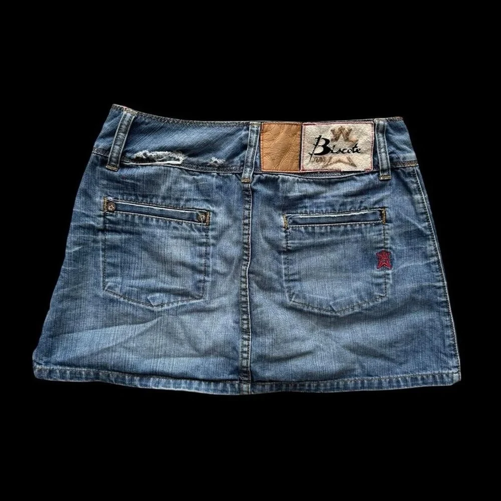 Vintage Distressed Blue Mini Skirt